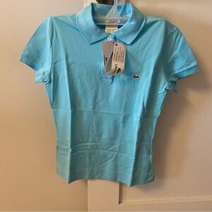 NWT cropped Lacoste polo shirt in sky blue color and size 4